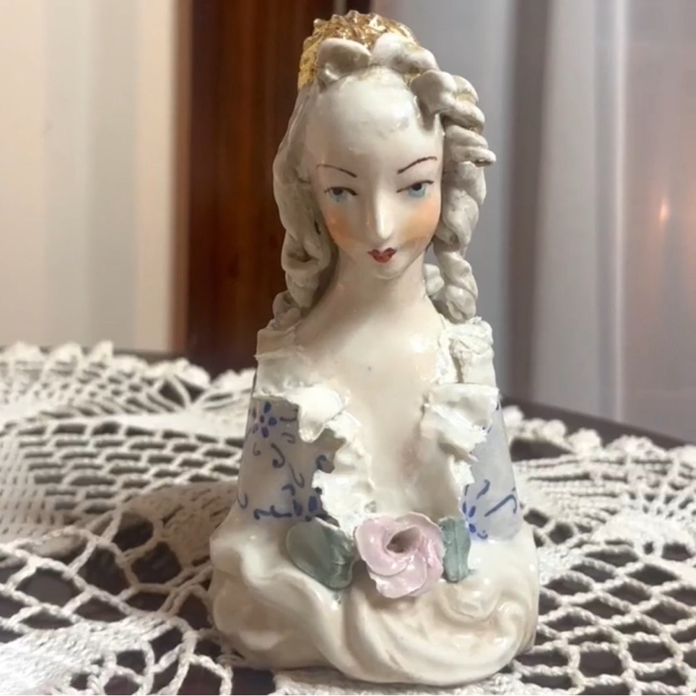 Antique Victorian Bust Cordey Princess Figurine Hand Painted Edwardian Sculpture